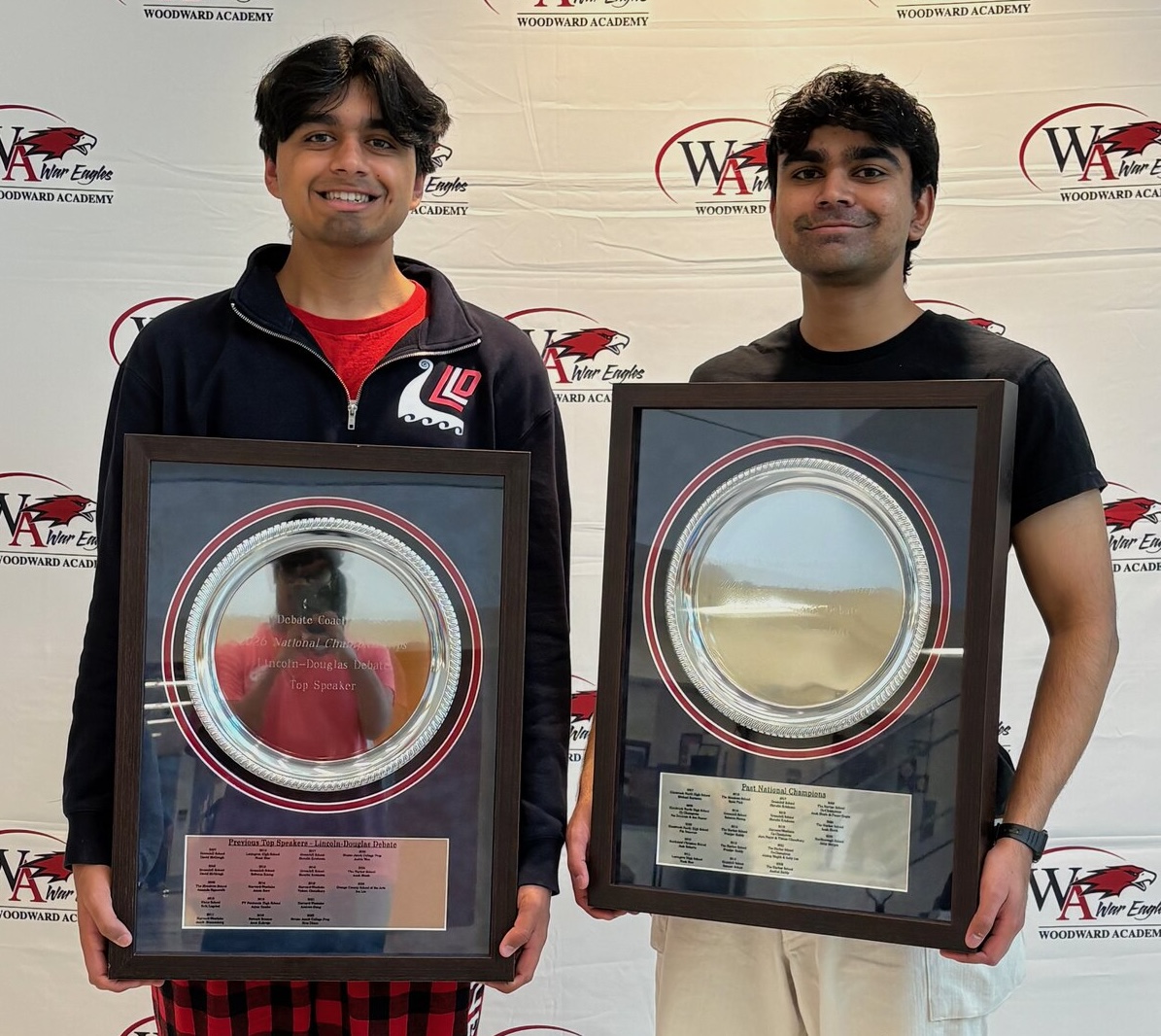 Shreeram and Om holding NDCA Championship trophy
